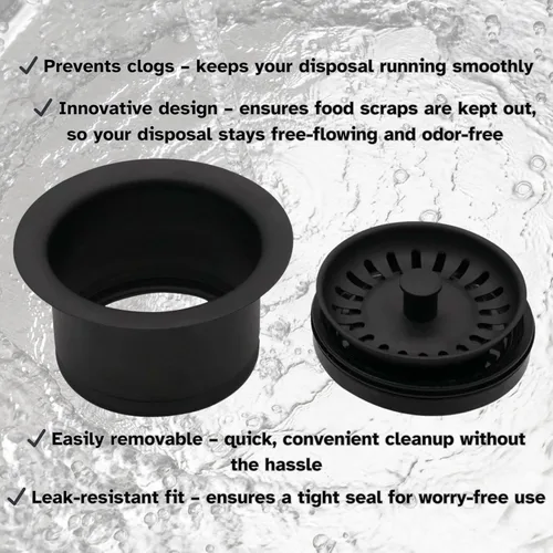Miniatura 9 de Westbrass D2082S-62 Brida y colador de eliminación de residuos extraprofundos, negro mate Mate negro