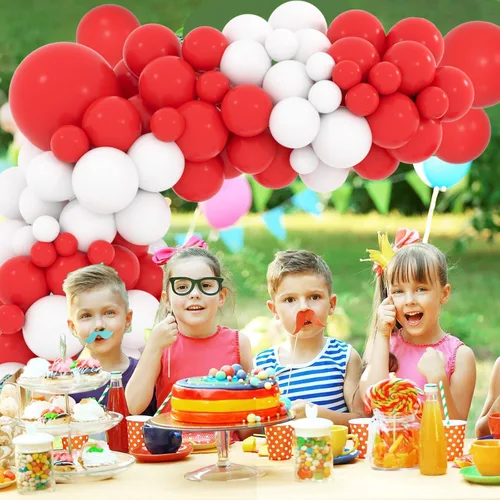 Miniatura 5 de Kit de arco de globos rojos y blancos, guirnalda de arco de globos rojos y blancos, 112 piezas para bodas, despedidas de soltera, cumpleaños