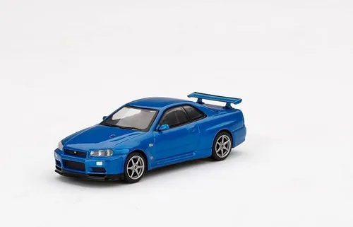Miniatura 2 de True Scale Miniatures Modelo de automóvil compatible con Nissan Skyline GT-R (R34) V-Spec II Bayside Blue Edición Limitada 1/64 Modelo de automóvil