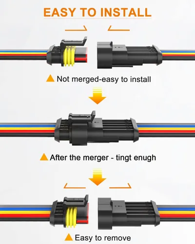 Miniatura 4 de NAOEVO Conector de 5 Pines Impermeable, Conectores de 5 Cables 16 AWG, Conectores Eléctricos Automotrices Macho y Hembra Vía con Tubo