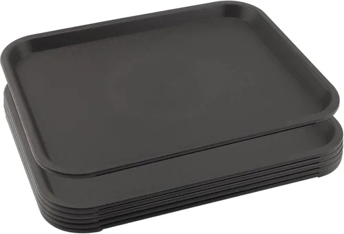 Miniatura 24 de Paquete de 5 bandejas azules de comida rápida de 13.8 x 10.6 pulgadas, bandejas rectangulares grandes para servir restaurante, bandejas de plástico