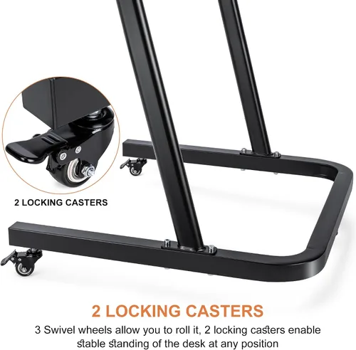Miniatura 4 de CXWXC Indoor Cycling Desk - Adjustable Height Bike Deak Laptop Stand Non-Slip Surface - Portable Bike Trainer Fitness Desk with Lockable Wheels