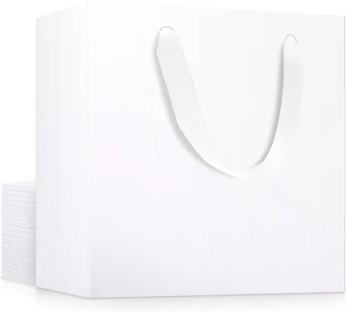 Miniatura 41 de EUSOAR Bolsas de Regalo Grandes Azul Marino, Paquete de 25 - Bolsas de Papel de Compras de 12.5"x4.5"x11" con Asas para Negocios, Manualidades