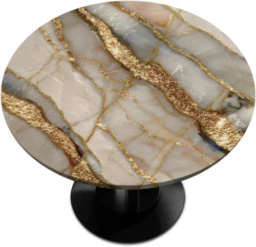 Miniatura 18 de Mantel redondo ajustable de playa de madera de verano con diseño de estrella de mar y borde elástico (se adapta a mesas de 40 a 44 pulgadas)
