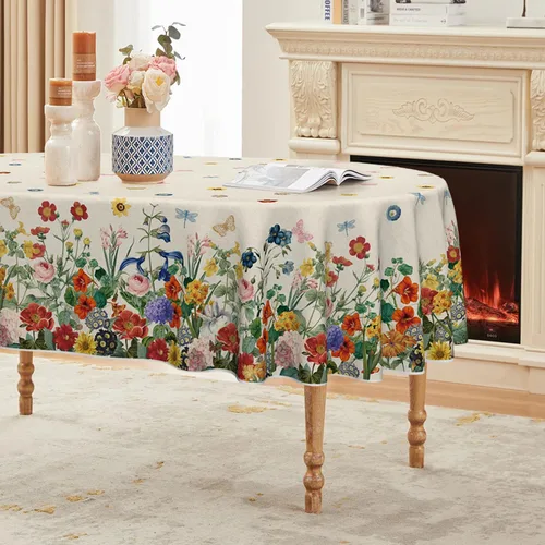Miniatura 9 de Horaldaily Mantel de primavera rectangular de 52 x 70 pulgadas, diseño de flores florales, acuarela, lavable, para fiesta, picnic, cena, decoración