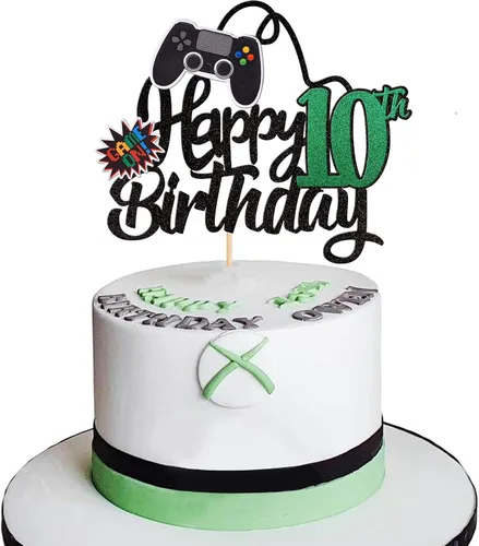 Miniatura 23 de 1 PCS Decoración para Pastel de Videojuegos Feliz Cumpleaños 14 con Purpurina, Palillo Decorativo de Pastel de Videojuegos Game On Controladores