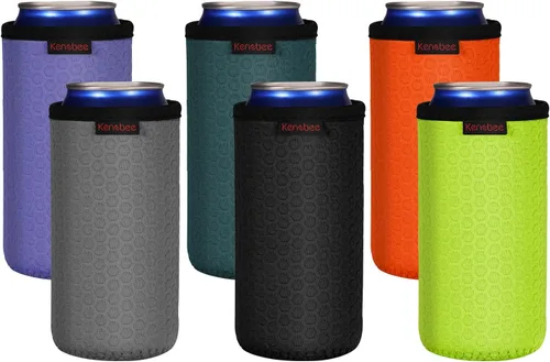 Miniatura 22 de Paquete de 4 Fundas Enfriadoras para Latas Delgadas de 12oz, Suaves Aisladas Reutilizables Antideslizantes de Neopreno Portavasos Cubiertas