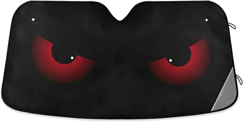 Parasol plegable para parabrisas de automóvil, diseño de ojos rojos aterradores, contra rayos UV, parasol para mantener tu vehículo fresco (55 x