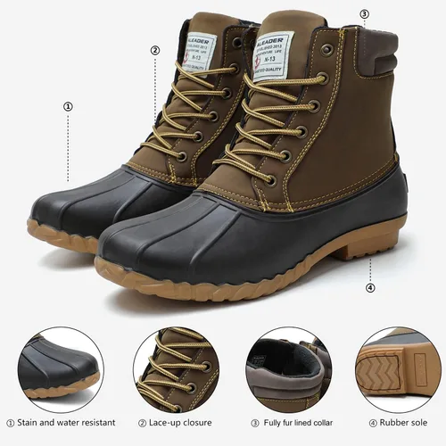 Miniatura 5 de ALEADER Botas estilo pato, para hombre Carcasa impermeable Botas de nieve con forro de piel