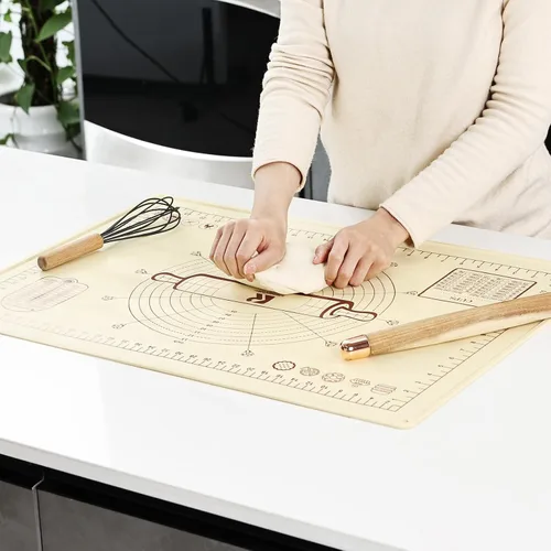 Miniatura 7 de Tapete de Silicona para Hornear, Almohadilla Extra Gruesa para Extender Masa con Medidas y Elevación de Bordes, Tapete de Repostería de Silicona