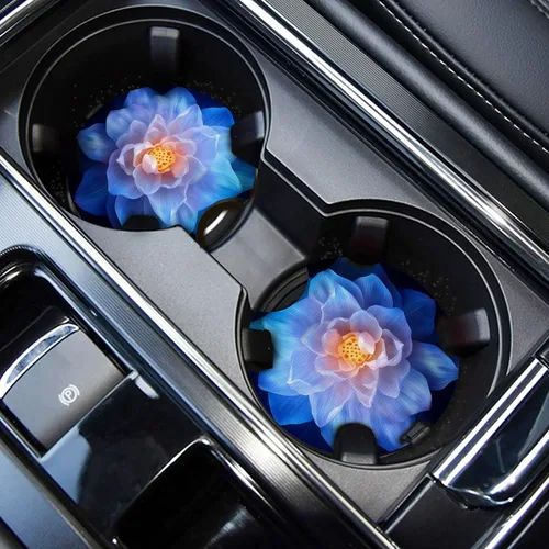 Miniatura 26 de WOCOCN Posavasos para automóvil, portavasos para automóvil, 2.75 pulgadas, antideslizantes y absorbentes, bonitos accesorios interiores para Negro