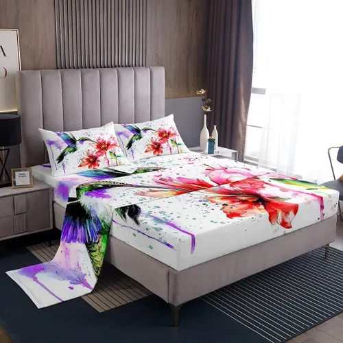 Miniatura 17 de Erosebridal Juego de sábanas tamaño individual de cola de sirena para niños, decoración de habitación de sirena, sábana bajera ajustable