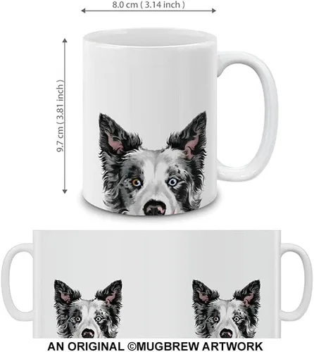 Miniatura 3 de MUGBREW Black Merle Border Collie - Taza de café de cerámica para perro, 11 onzas Black Merle Border Collie Perro