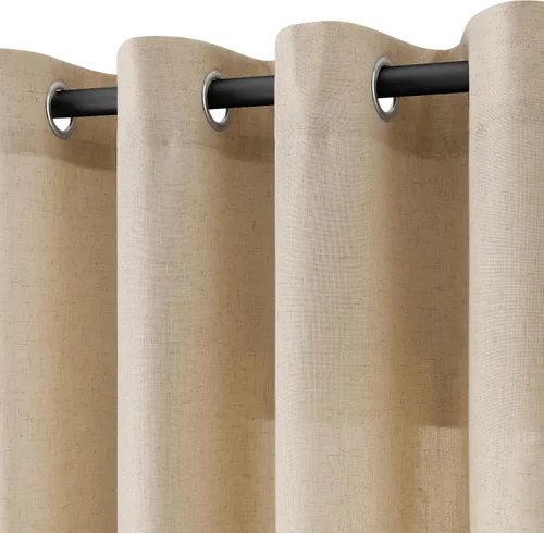 Miniatura 27 de Cortinas de lino beige de abedul de 84 pulgadas de largo para sala de estar, cortina semitransparente filtrante de luz de lujo, decoración moderna