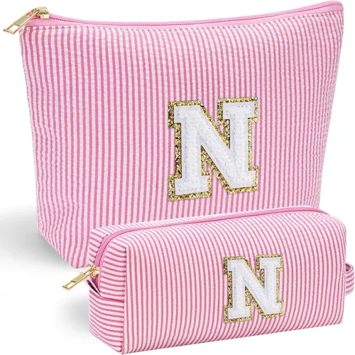 Miniatura 173 de YOOLIFE Regalos del Día de la Madre para mujeres, bolsa de maquillaje con inicial, bolsa de cosméticos, bolsa de maquillaje de viaje, regalos Rosado