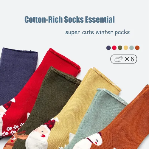 Miniatura 2 de Calcetines cálidos de invierno para bebés y niños, calcetines antideslizantes con agarres para bebés y niñas, calcetines de Navidad de felpa
