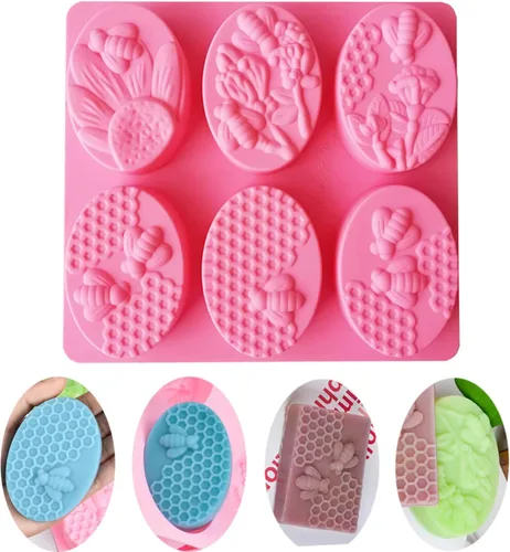 Miniatura 6 de 2 moldes de jabón de silicona de abeja, moldes de panal para hacer dulces de gelatina de chocolate