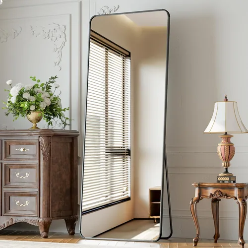 Miniatura 15 de XRAMFY Espejo rectangular de cuerpo completo de 56 x 21 pulgadas, con soporte para colgar en la pared, para dormitorio, sala de estar, dormitorio