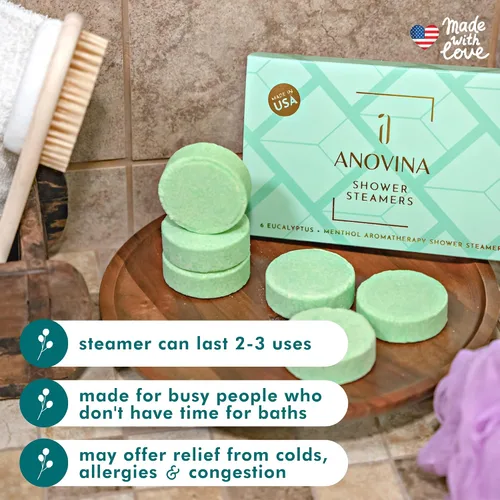Miniatura 4 de Anovina Vaporizadores de ducha de eucalipto 12XL: fabricados en Estados Unidos con mentol para aromaterapia. Disfruta de una experiencia de ducha