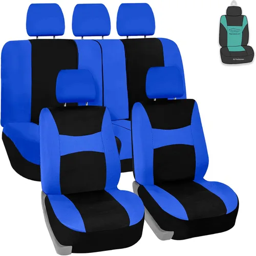 Miniatura 34 de Juego de funda para asiento bolsas de aire de tela negra ligera y fresca FH Group FH-FB030115-SEAT lista para separar; se ajusta a la mayoría de Rosa
