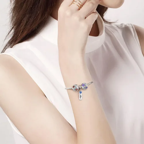 Miniatura 4 de DALARAN Dijes de piedra natal para pulsera de plata de ley 925 con cuentas de corazón de feliz cumpleaños para mujer