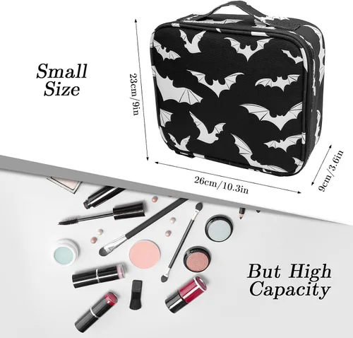 Miniatura 2 de 9CH Bolsa organizadora de maquillaje gótica, bolsas de maquillaje de Halloween, bolsa de cosméticos grande con divisores ajustables, estuche