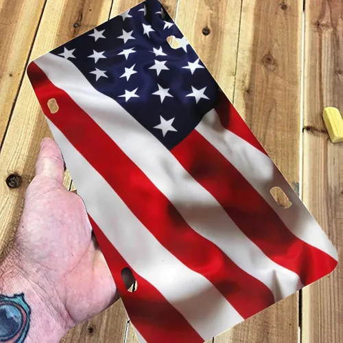 Miniatura 5 de Placa de matrícula de aluminio con bandera patriótica de Estados Unidos, divertida placa de metal para automóvil de 6 x 12 pulgadas, cubierta