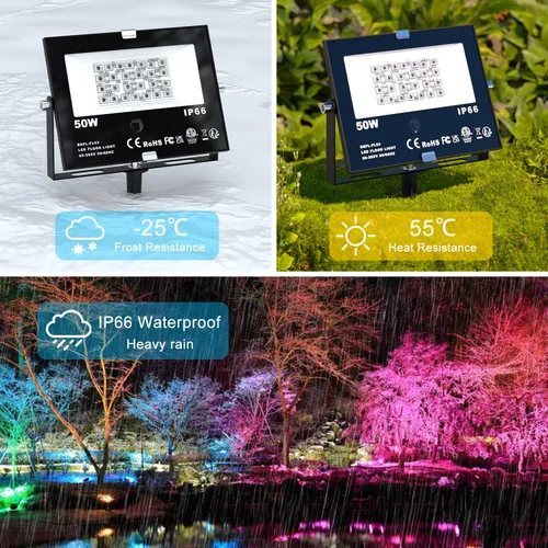 Miniatura 3 de Luz de inundación LED RGB para exteriores, 50 W, reflectores que cambian de color, focos de iluminación de paisaje, impermeable, luz de paisaje