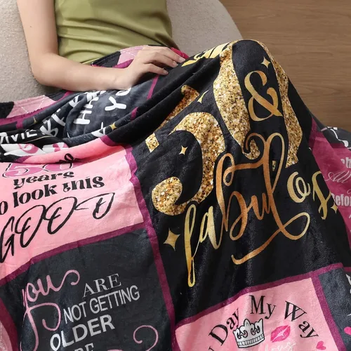Miniatura 3 de Regalo de 50 cumpleaños para mujer y ella, manta de regalo de cumpleaños 50 Con caja de regalo, 50 x 60 pulgadas, lavable a máquina, transpirable