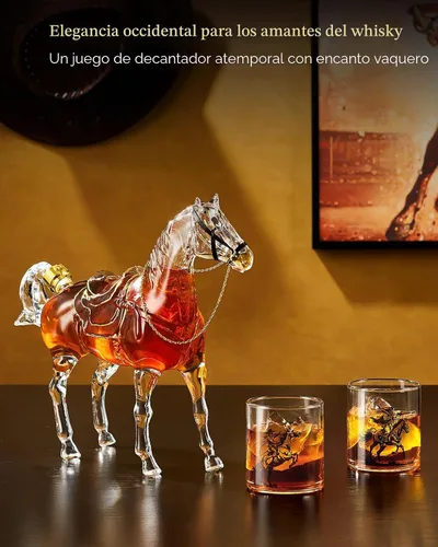 Miniatura 6 de Kollea - Regalos de cumpleaños para hombres y papá, juego de decantador de whisky con forma de caballo con 2 vasos de vaquero, dispensador de licor