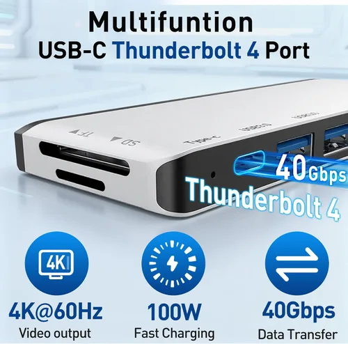 Miniatura 5 de Estación de acoplamiento Surface Pro 12, Quad Display Surface Pro 12 Hub USB con HDMI 4K dual 4K, Thunerbolt 4 Hub