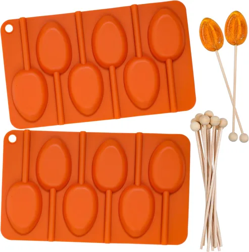 Miniatura 9 de Webake Moldes de Piruleta en Forma de Corazón de 6 Agujeros, Moldes de Caramelo de Chocolate en Forma de Corazón con Palillos de Piruleta, Ideales