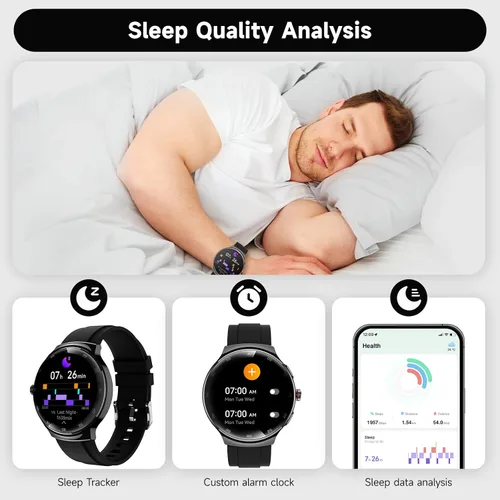Miniatura 6 de Relojes inteligentes para hombres y mujeres, rastreador de actividad física, reloj inteligente AMOLED de 1.43 pulgadas con pantalla táctil para Negro