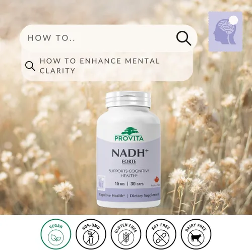 Miniatura 2 de PROVITA NADH+ Forte Suplemento de apoyo cognitivo con NADH, coenzima Q10 y clorofila Apoyo energético, enfoque, claridad mental y salud cerebral