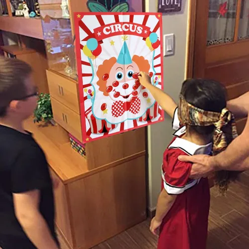 Miniatura 8 de PARTYLOUD Pin The Nose on The Clown, juegos de fiesta de circo, juegos de fiesta temática de carnaval, suministros de fiesta preescolar para niños