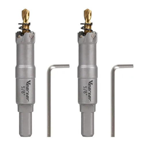 Miniatura 51 de Sierra perforadora de carburo de 1-1/2 pulgadas (1.496 in) para metal duro, cortador de agujeros con punta de carburo de tungsteno con broca piloto