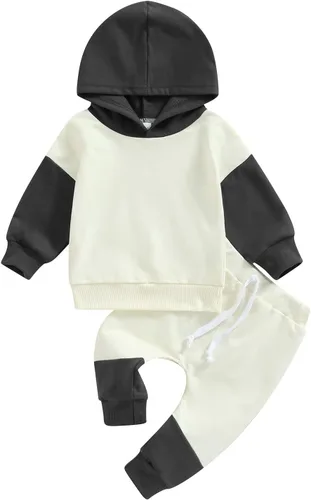Miniatura 29 de Ropa de bebé niño 3 6 9 12 18 24M 3T Conjunto de pantalones con capucha patchwork sudadera con capucha pantalones de rayas traje de otoño invierno