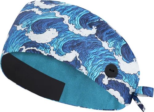 Miniatura 18 de QBA Gorra de trabajo ajustable con botón, gorro de trabajo de algodón, banda elástica para atar en la espalda, para mujeres y hombres, talla única