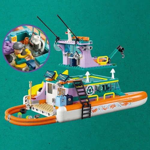 Miniatura 5 de LEGO Friends Sea Rescue Boat 41734 - Juego de juguetes de construcción para niños y niñas a partir de 7 años que aman el mar, incluye 4 mini