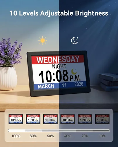 Miniatura 4 de 【Actualizado】Reloj digital grande de 11.5 pulgadas con día y fecha de conversación por voz para personas mayores, 19 alarmas y recordatorios