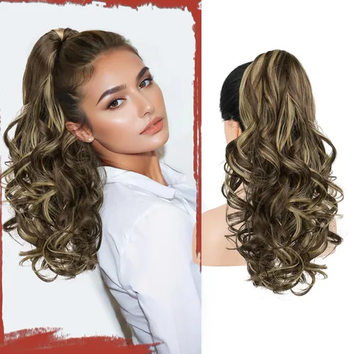 Miniatura 48 de Sofeiyan Extensión de cola de caballo de 11 pulgadas con clip de garra, extensiones de cabello con cola de caballo, cola de caballo larga y rizada