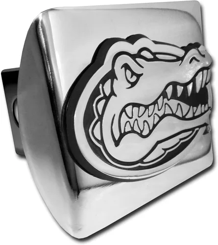 MVP Accessories Florida Gators - Cubierta de enganche de metal cromado con logotipo de cocodrilo cromado