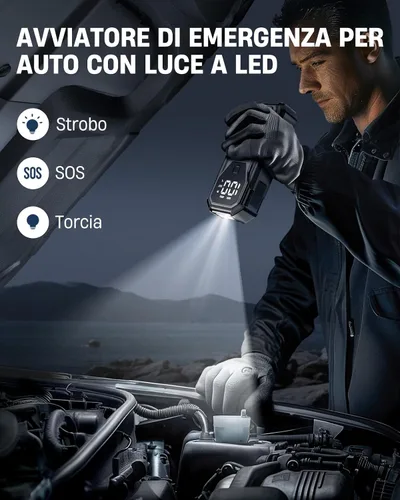 Miniatura 4 de Batería de arranque de coche 7000A de 12 V, caja de salto portátil de 21800 mAh para todos los motores de gasolina y diésel de 10L, cables de puente