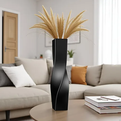 Miniatura 3 de Jarrón alto en el suelo, florero geométrico trenzado de 16.34 pulgadas para el hogar, sala de estar, centros de mesa de flores, estante, mesa