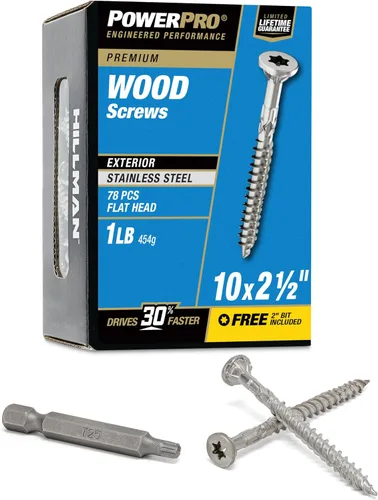 Miniatura 20 de Power Pro Tornillos de madera para exteriores de alta calidad, tornillos de cubierta multiusos #10 x 5 pulgadas para proyectos al aire libre, broca