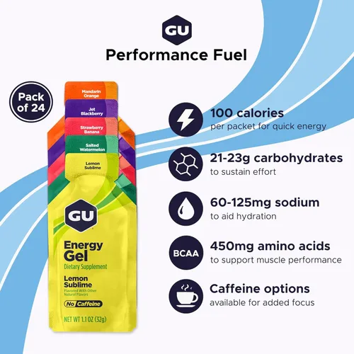 Miniatura 2 de GU Energy Original Sports Nutrition Energy Gel, Vegano, Sin Gluten, Kosher y Sin Lácteos, Energía Sobre la Marcha para Cualquier Entrenamiento, 24