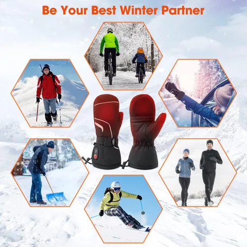 Miniatura 5 de Savior Guantes de esquí con calor térmico para snowboard, guantes de cuero para invierno, esquí, montañismo, calentador de manos para invierno