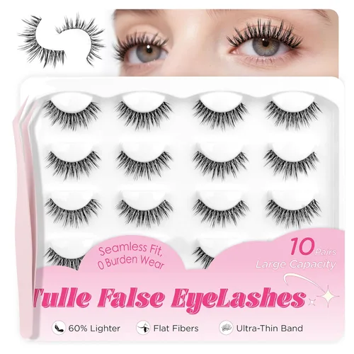 Miniatura 18 de Pestañas de Aspecto Natural Pestañas Postizas - BEPHOLAN Pestañas Postizas 3D Súper Esponjosas Pestañas Postizas Banda Transparente Pestañas Wispy