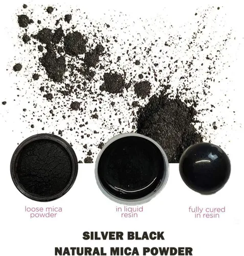 Miniatura 7 de SEISSO Polvo de mica – 3.5 oz/100 g de resina epoxi natural de color negro plateado pigmento en polvo para hacer jabón, slime, uñas, pintura