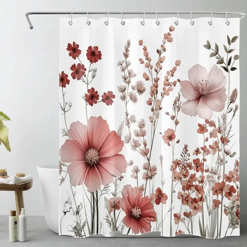 Miniatura 15 de LB Cortina de ducha pequeña de fantasma de Halloween de 48 x 68 pulgadas, forro de cortina de ducha de tamaño medio floral naranja, divertidas